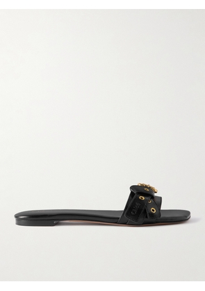 Chloé - Mae Buckle-embellished Glossed-leather Slides - Black - IT35,IT36,IT37,IT38,IT39,IT40,IT41