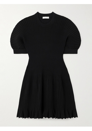 Ulla Johnson - Talie Pleated Ribbed-knit Mini Dress - Black - x small,small,medium,large