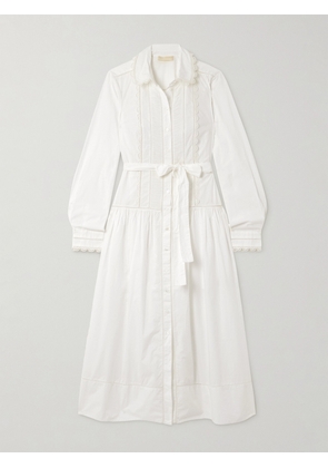 Ulla Johnson - Ariane Belted Crocheted-trimmed Cotton-poplin Midi Dress - White - US00,US0,US2,US4,US6,US8,US10,US12,US14,US16