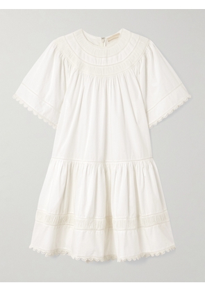 Ulla Johnson - Oumi Crochet And Chiffon-trimmed Poplin Mini Dress - White - US00,US0,US2,US4,US6,US8,US10,US12,US16