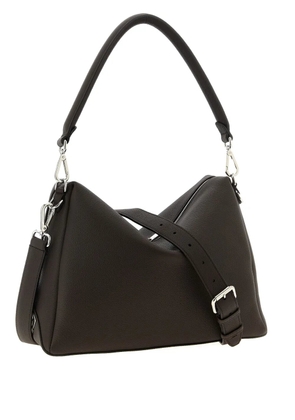 FENDI FF logo leather shoulder bag - Brown