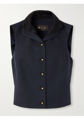 Loro Piana - Dianne Layered Satin-trimmed Grain De Poudre Wool And Silk-blend Vest - Blue - IT36,IT38,IT40,IT42,IT44,IT46,IT48