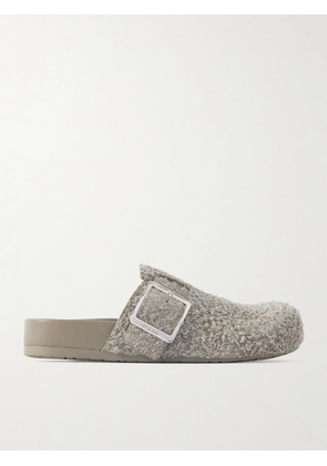 LOEWE - Ease Buckled Brushed-suede Mules - Gray - IT36,IT37,IT38,IT39,IT40,IT41