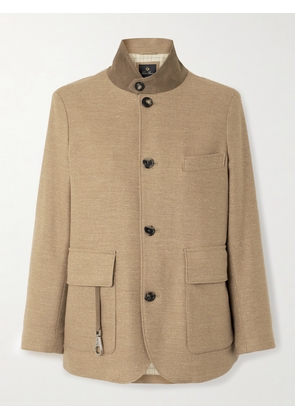 Loro Piana - Roadster Suede-trimmed Cotton-twill Jacket - Neutrals - x small,small,medium,large,x large