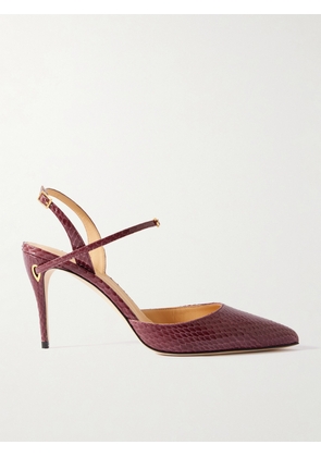 Jennifer Chamandi - Vittorio 85 Elaphe Point-toe Slingback Pumps - Burgundy - IT36,IT37,IT37.5,IT38,IT38.5,IT39,IT39.5,IT40,IT41,IT42