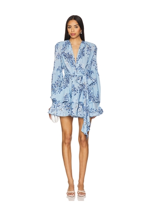 Bronx and Banco Bedouin Blue Poppy Mini Dress in Blue. Size L. Also in XS, S, M.