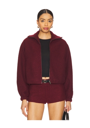 Amanda Uprichard x REVOLVE Como Bomber Jacket in Burgundy. Size L. Also in M, S, XL, XS.