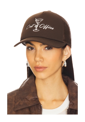 Brixton Out Of Office Netplus Trucker Hat in Chocolate.