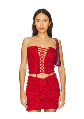 AMOR MIA Ruffled Top in Red. Size L. Also in M, S, XS.