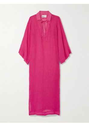 Lisa Marie Fernandez - Crinkled Linen-blend Gauze Kaftan - Pink - 1,2,3,4
