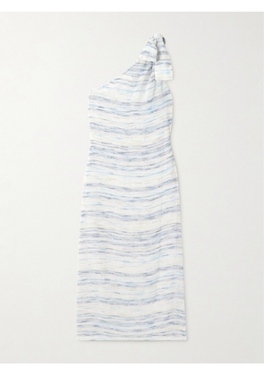 Lisa Marie Fernandez - One-shoulder Striped Linen-blend Gauze Dress - White - 1,2,3,4