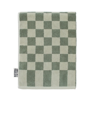 Bathing Culture Bathhouse Check Organic Body Towel in Sage.
