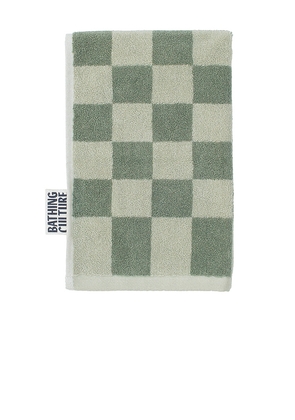 Bathing Culture Bathhouse Check Organic Hand Towel in Sage.