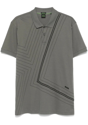 BOSS stripe-print polo shirt - 056 GREEN