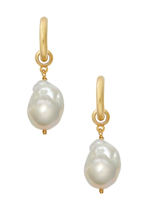 Brinker + Eliza Favorite Pearl Hoops in Metallic Gold.