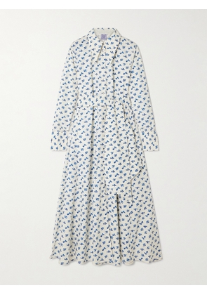 Thierry Colson - Alceste Floral-print Cotton-poplin Midi Shirt Dress - Blue - x small,small,medium,large,x large