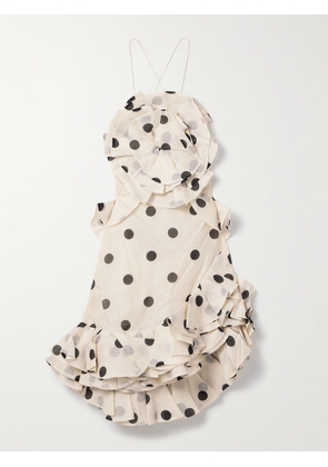 Zimmermann - Crush Ruffled Polka-dot Linen And Silk-blend Organza Mini Dress - Cream - 00,1,2,3,4
