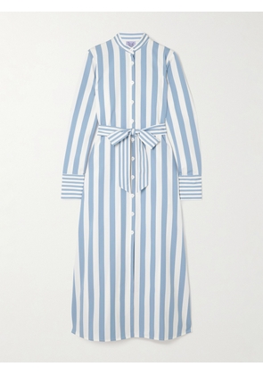Thierry Colson - Alla Belted Striped Cotton-poplin Maxi Shirt Dress - Blue - x small,small,medium,large,x large