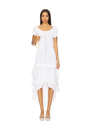 Alejandra Alonso Rojas Knit Ruffle Dress in White. Size L. Also in M, S, XS.