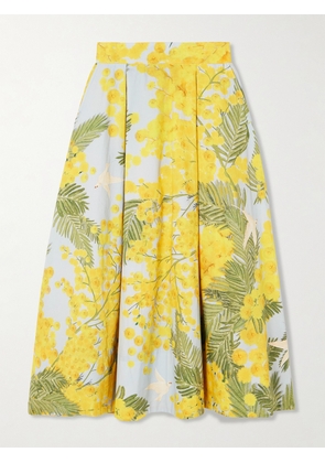 Thierry Colson - Wynona Floral-print Cotton-poplin Midi Skirt - Yellow - x small,small,medium,large,x large