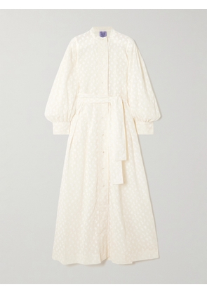 Thierry Colson - Yvonne Belted Floral-print Cotton-voile Midi Shirt Dress - Off-white - x small,small,medium,large,x large