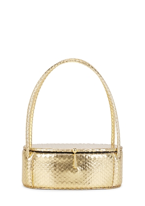Alexis Constance Petite Oval Bag in Metallic Gold.