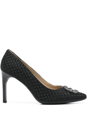 Geox 90mm Faviola woven embellishmed pumps - Black