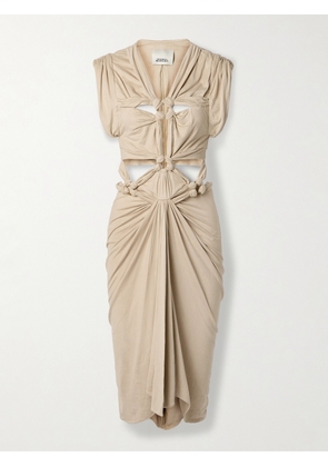 Isabel Marant - Sirena Knotted Cutout Brushed Stretch-jersey Midi Dress - Neutrals - FR 34,FR 36,FR 38,FR 40,FR 42