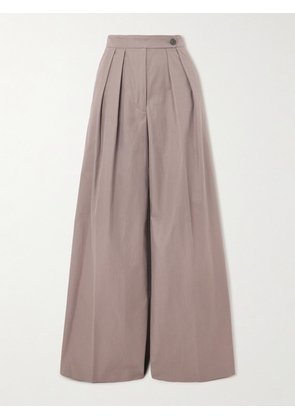 Dries Van Noten - Pleated Cotton-twill Wide-leg Pants - Brown - FR 34,FR 36,FR 38,FR 40,FR 42,FR 44