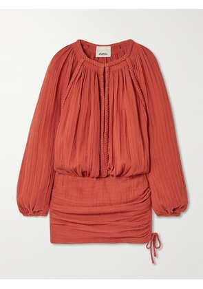 Isabel Marant - Jaoni Braided Gathered Cotton Mini Dress - Orange - FR 34,FR 36,FR 38,FR 40,FR 42