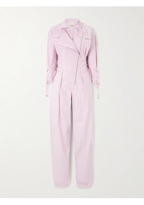 MARANT ÉTOILE - Irianna Lace-up Pleated Cotton-canvas Jumpsuit - Pink - FR 34,FR 36,FR 38,FR 40,FR 42