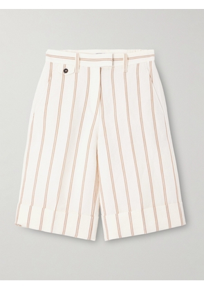 Brunello Cucinelli - Pinstriped Linen And Cotton-blend Shorts - Off-white - IT36,IT38,IT40,IT42,IT44,IT46,IT48,IT50