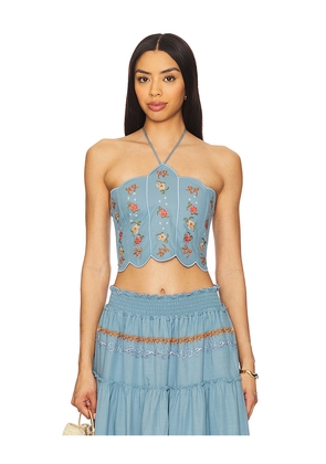 Agua Bendita x REVOLVE Serenity Crop Top in Blue. Size L. Also in M, S, XL.