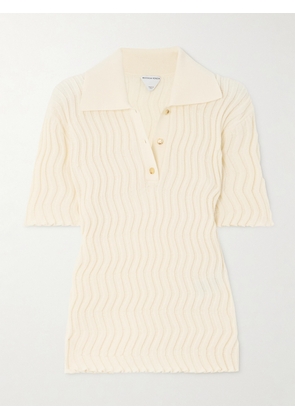 Bottega Veneta - Ribbed Wool Polo Shirt - Cream - XS,S,M,L