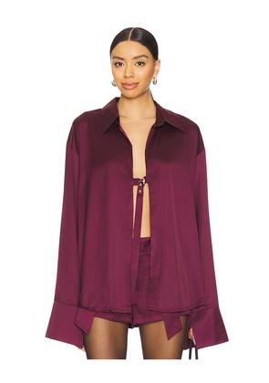 BY.DYLN Andi Shirt in Burgundy. Size L. Also in M, S, XS.