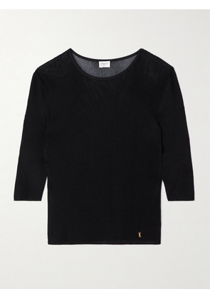 SAINT LAURENT - Embellished Knitted Top - Black - XS,S,M,L,XL
