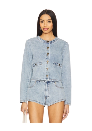 Amanda Uprichard Long Sleeve Braswell Top in Blue. Size L. Also in M, S, XS.