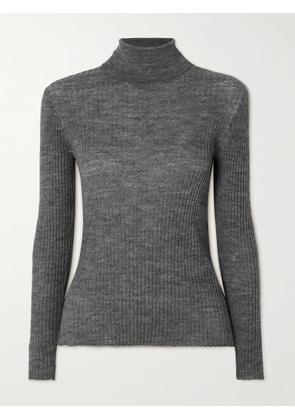 Anine Bing - Kyle Ribbed Wool-blend Turtleneck Sweater - Gray - x small,small,medium,large