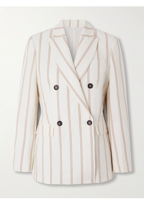 Brunello Cucinelli - Double-breasted Striped Linen And Cotton-blend Blazer - Off-white - IT38,IT40,IT42,IT44,IT46,IT48,IT50