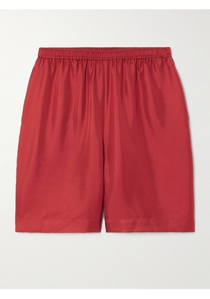 Loulou de Saison - Zinia Silk-twill Shorts - Red - x small,small,medium,large,x large