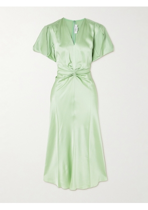 Victoria Beckham - Gathered Satin Midi Dress - Green - UK 4,UK 6,UK 8,UK 10,UK 12,UK 14