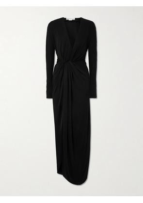 Victoria Beckham - Knotted Draped Jersey Midi Dress - Black - UK 4,UK 6,UK 8,UK 10,UK 12,UK 14