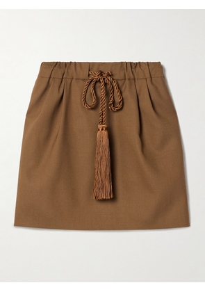 Max Mara - Tabarin Pleated Wool, Mohair And Silk-blend Shorts - Brown - UK 4,UK 6,UK 8,UK 10,UK 12,UK 14,UK 16,UK 18