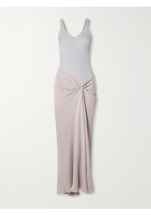Victoria Beckham - Draped Pleated Ribbed-knit And Crepe Midi Dress - Pink - UK 4,UK 6,UK 8,UK 10,UK 12,UK 14