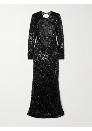 Victoria Beckham - Backless Sequined Tulle Gown - Black - UK 4,UK 6,UK 8,UK 10,UK 12,UK 14