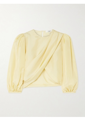 Chloé - Draped Wrap-effect Cropped Silk-satin Blouse - Yellow - FR 34,FR 36,FR 38,FR 40,FR 42,FR 44,FR 46