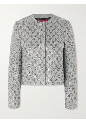 Gucci - Crystal-embellished Metallic Tweed Jacket - Gray - IT36,IT38,IT40,IT42