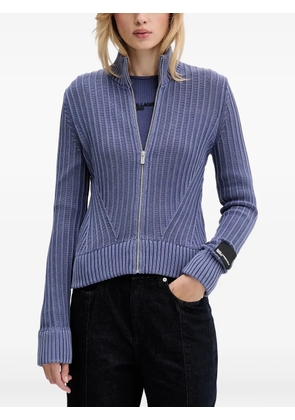 Karl Lagerfeld Jeans zip ribbed cardigan - Blue