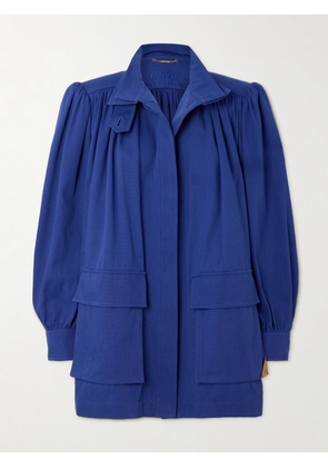 Chloé - Gathered Cotton-canvas Jacket - Blue - FR 34,FR 36,FR 38,FR 40,FR 42,FR 44,FR 46