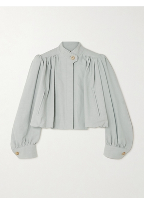 Chloé - Gathered Cotton-dupioni Jacket - Gray - FR 34,FR 36,FR 38,FR 40,FR 42,FR 44,FR 46